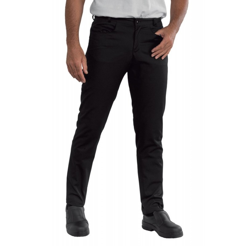 PANTALONE UOMO YALE SLIM SUPER STRETCH NERO 97% COTTON 3% SPANDEX ISACCO  064579 - www.dalavoro.it