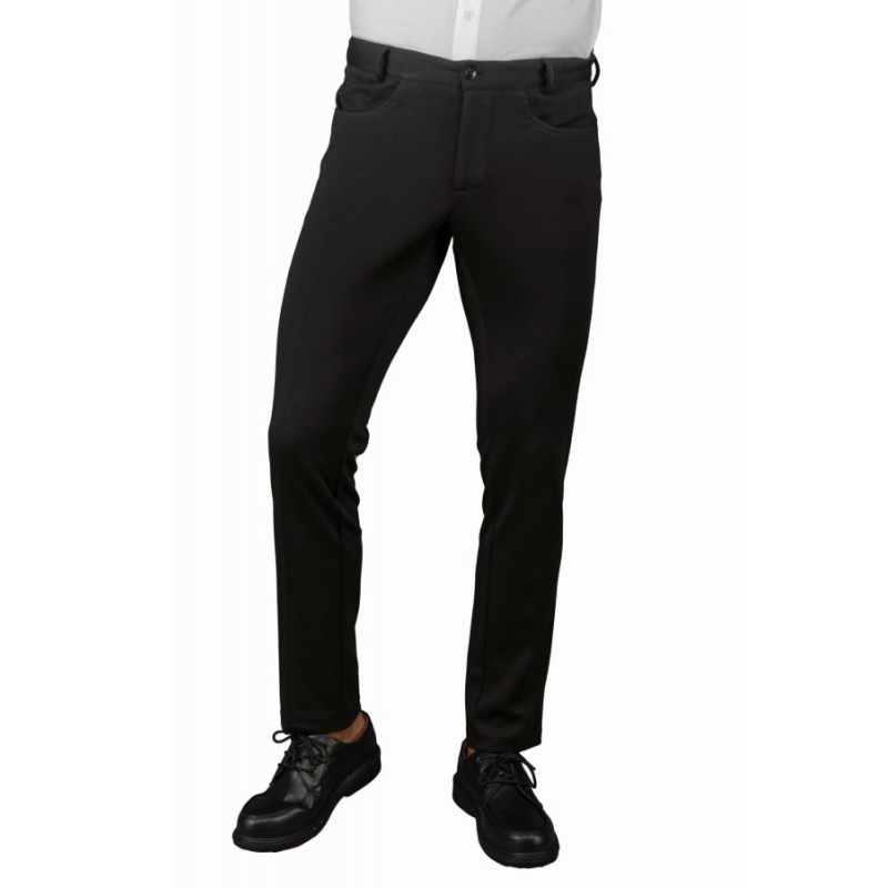 PANTALONE UOMO YALE SLIM SUPER STRETCH NERO 96% POLIESTERE 4% SPANDEX -  ISACCO 064511 - www.dalavoro.it